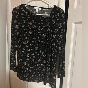 Nine West Black and Floral Women's Top- Size Medium